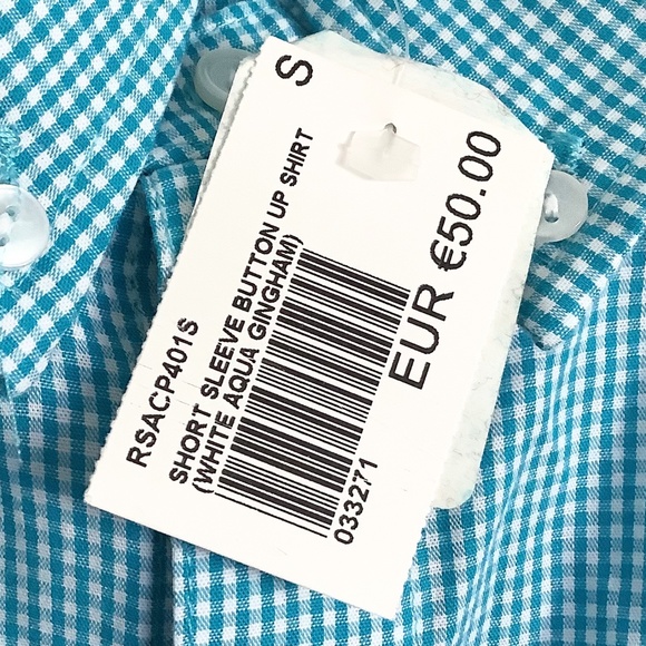 Mens XS-S New American Apparel Short Sleeve Button Lt Blue Shirt Cotton USA Made - Picture 9 of 16